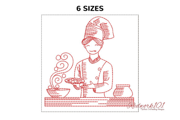 Chef is Ready to Serve Food Redwork Review