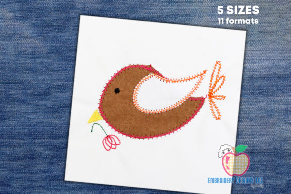 Review: Cartoon Bird Holding a Leaf Applique