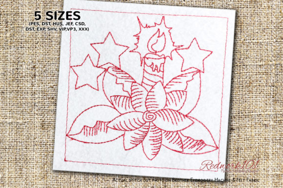 Reviewing Christmas Flower and Candle Redwork