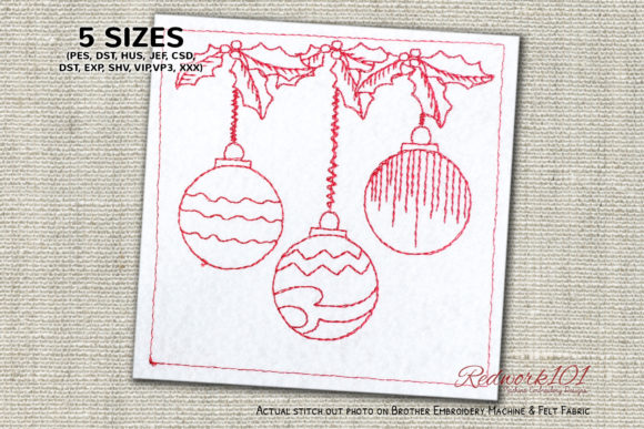 Reviewing Christmas Ornaments Redwork for Boutique Sweatshirts