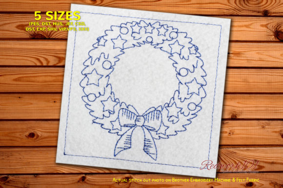 Reviewing the Colorful Christmas Wreath Redwork Design